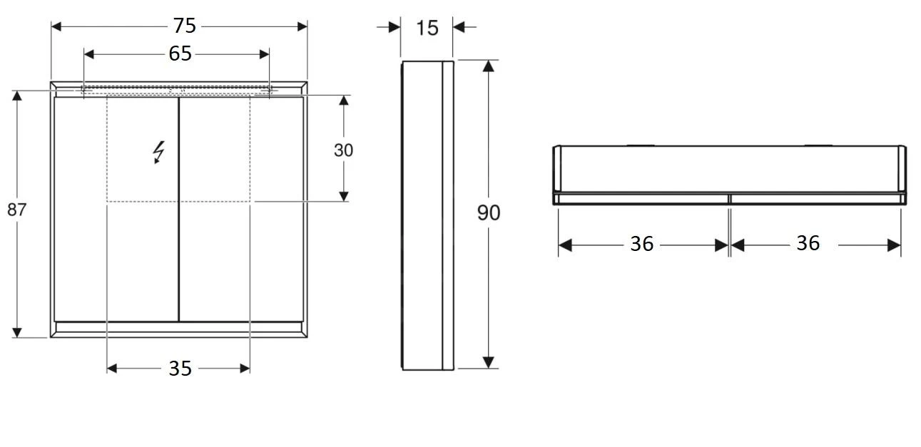 Geberit ONE - Spiegelkast Met LED-verlichting, 750x900x150 Mm, 2 Deuren, Aluminium 505.812.00.1 4 Geberit ONE - Spiegelkast Met LED-verlichting, 750x900x150 Mm, 2 Deuren, Aluminium 505.812.00.1 - Afbeelding 2