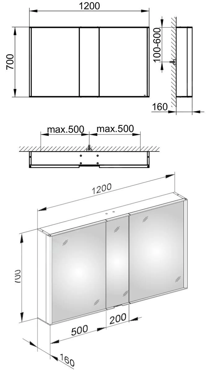 Keuco Royal Match - Spiegelkast Met LED-verlichting, 1200x700x160 Mm, Zilver Geanodiseerd 12804171311 4 Keuco Royal Match - Spiegelkast Met LED-verlichting, 1200x700x160 Mm, Zilver Geanodiseerd 12804171311 - Afbeelding 2