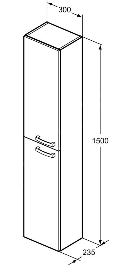 Ideal Standard Tempo - Hoge Kast 300x235x1500 Mm, Zandeiken E3243OS 4 Ideal Standard Tempo - Hoge Kast 300x235x1500 Mm, Zandeiken E3243OS - Afbeelding 2