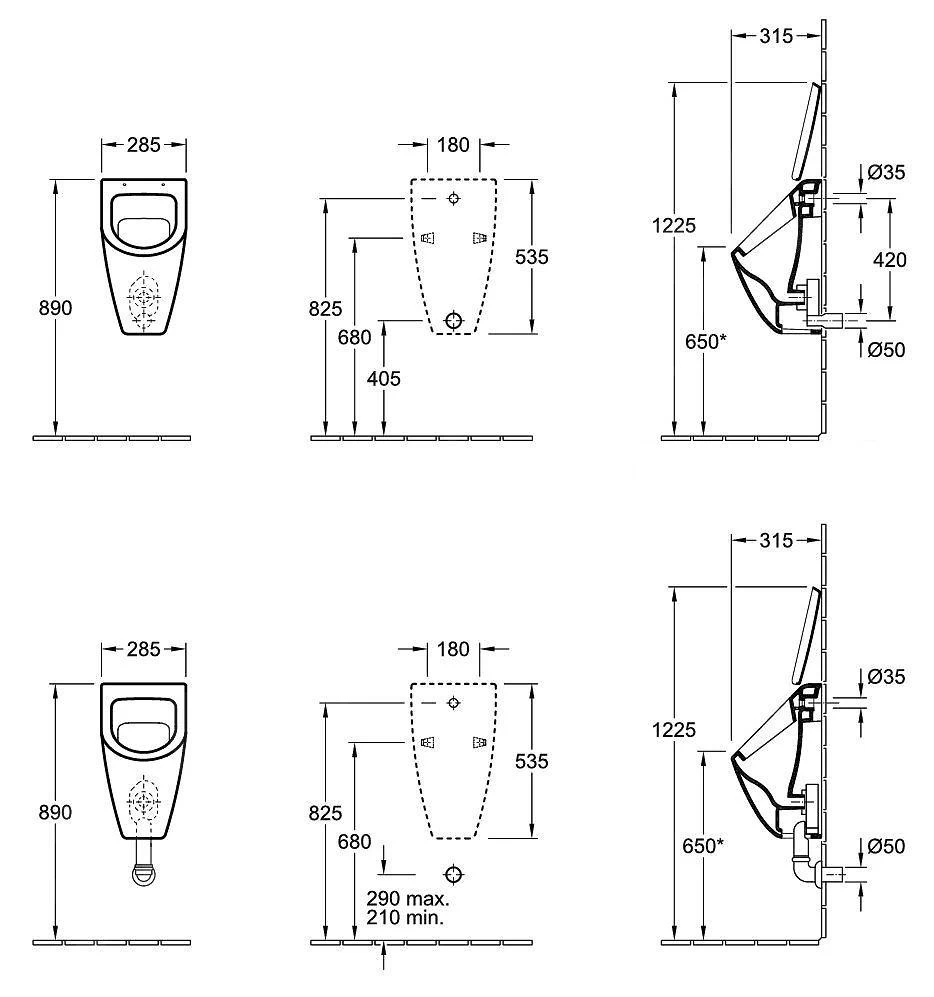 Villeroy & Boch Subway - Urinoir, Zonder Deksel, Alpine Wit 75130001 4 Villeroy & Boch Subway - Urinoir, Zonder Deksel, Alpine Wit 75130001 - Afbeelding 2