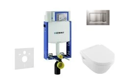 Geberit Kombifix - Set Voorwandinstallatie, Toilet En Zitting Villeroy & Boch, Bedieningspaneel Sigma30, DirectFlush, SoftClose, CeramicPlus, Mat Chroom/chroom 110.302.00.5 NB7