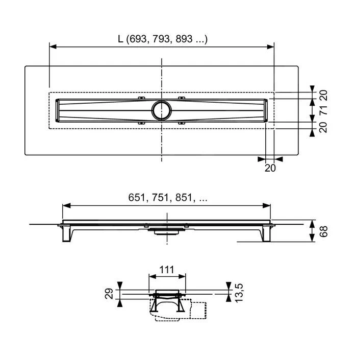 Tece TECEdrailine-Evo - Douchegoot Evo 900 Mm, Met Flens, Beschermingsdeksel, Rvs 600902 4 Tece TECEdrailine-Evo - Douchegoot Evo 900 Mm, Met Flens, Beschermingsdeksel, Rvs 600902 - Afbeelding 2