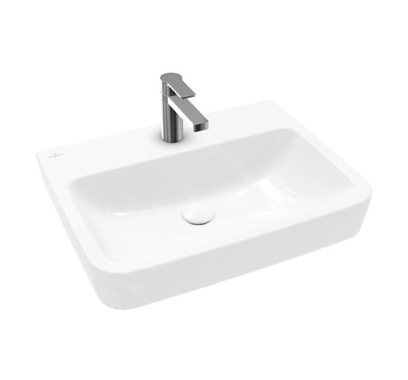 Villeroy & Boch O.novo - Wastafel 600x460 Mm, Zonder Overloop, Met Kraangat, Alpine Wit 4A416101 3 Villeroy & Boch O.novo - Wastafel 600x460 Mm, Zonder Overloop, Met Kraangat, Alpine Wit 4A416101