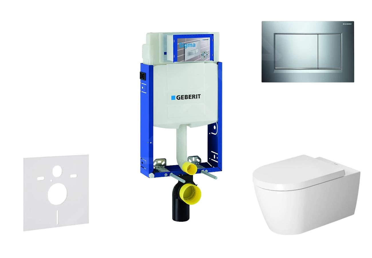 Geberit Kombifix - Toiletset Met Sigma30 Bedieningsplaat, Glanzend Chroom/mat Chroom + Duravit ME By Starck Hangend Toilet En Wc Bril, Rimless, SoftClose 110.302.00.5 NM6 3 Geberit Kombifix - Toiletset Met Sigma30 Bedieningsplaat, Glanzend Chroom/mat Chroom + Duravit ME By Starck Hangend Toilet En Wc Bril, Rimless, SoftClose 110.302.00.5 NM6