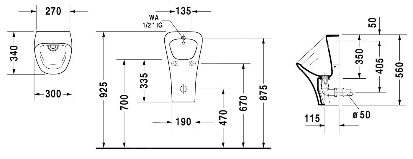 Duravit DuraStyle - Urinoir, Met Achterinlaat, Rimless, Met HygieneGlaze, Alpine Wit 2806302000 4 Duravit DuraStyle - Urinoir, Met Achterinlaat, Rimless, Met HygieneGlaze, Alpine Wit 2806302000 - Afbeelding 2