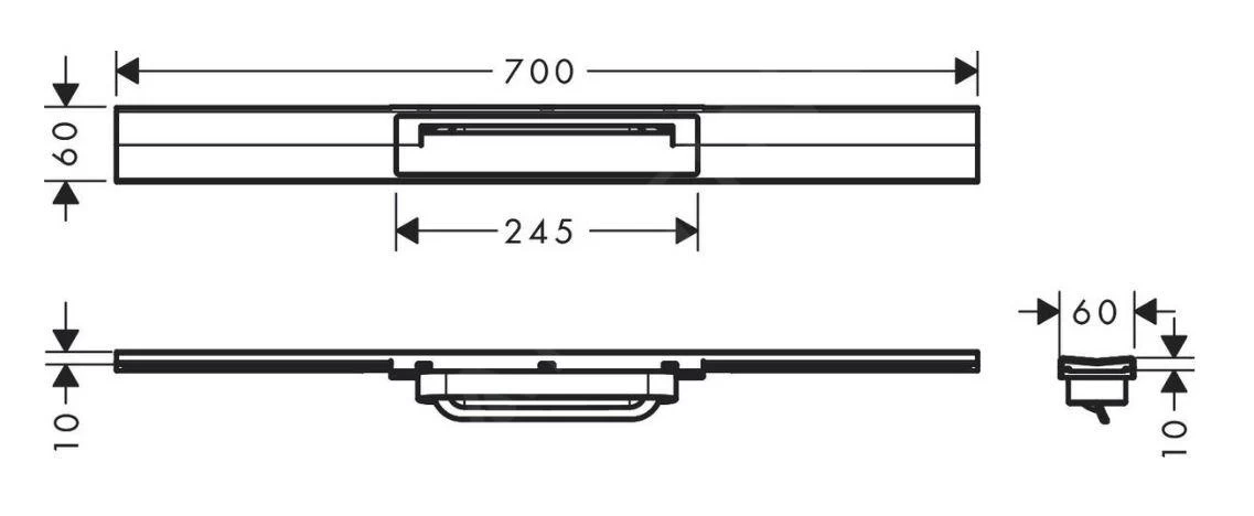Hansgrohe RainDrain Flex - Douchegoot Met Rvs Rooster 700, Te Plaatsen In De Ruimte, Inkortbaar, Geborsteld Zwart Chroom 56043340 4 Hansgrohe RainDrain Flex - Douchegoot Met Rvs Rooster 700, Te Plaatsen In De Ruimte, Inkortbaar, Geborsteld Zwart Chroom 56043340 - Afbeelding 2