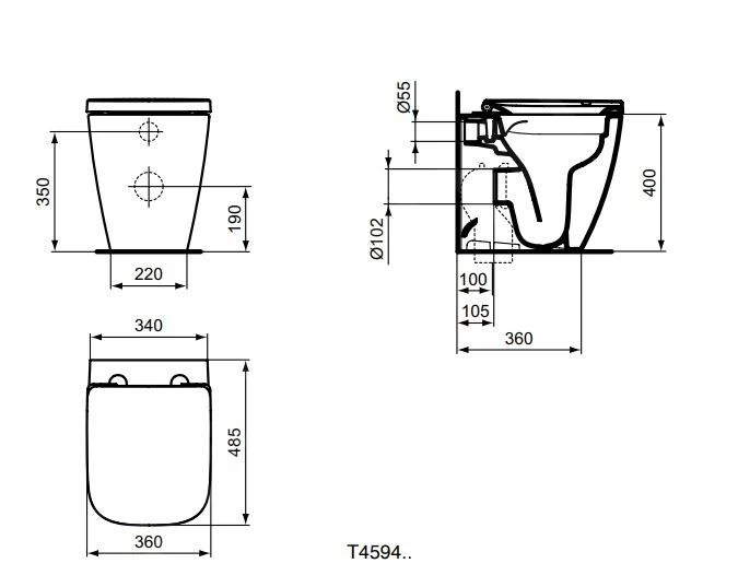 Ideal Standard I.Life S - Staande WC RL+, Rimless, Wit T459401 4 Ideal Standard I.Life S - Staande WC RL+, Rimless, Wit T459401 - Afbeelding 2