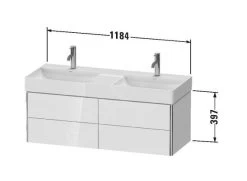 Duravit XSquare - Dubbele Wastafelonderkast 397x1184x460 Mm, 4 Laden, Glanzend Wit XS416402222 -Badkamer Paradijs c3e5d011739510d51a295d38
