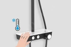 Kielle Aura - Doucheset Met Thermostaatkraan, 260 Mm, 3jet, Chroom/wit/zwart 20602000 -Badkamer Paradijs c5f1a793063aa28104f40963