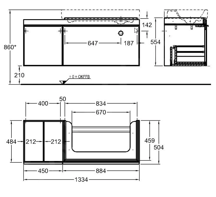Geberit Citterio - Wastafelonderkast 900 Mm, Met Bijzetplank, Glanzend Zwart/eik Grijsbruin 500.568.JJ.1 4 Geberit Citterio - Wastafelonderkast 900 Mm, Met Bijzetplank, Glanzend Zwart/eik Grijsbruin 500.568.JJ.1 - Afbeelding 2
