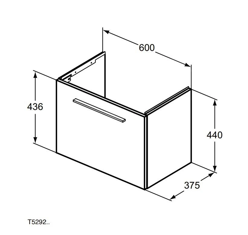 Ideal Standard I.Life S - Wastafelonderkast, 600x375x440 Mm, Coffee Eiken T5292NW 4 Ideal Standard I.Life S - Wastafelonderkast, 600x375x440 Mm, Coffee Eiken T5292NW - Afbeelding 2