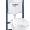 Grohe Solido - Toiletset Met Hangend Toilet + Softclose Wc Bril, Rimless, Skate Air Drukknop, Alpine Wit 39398000