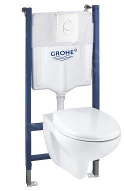 Grohe Solido - Toiletset Met Hangend Toilet + Softclose Wc Bril, Rimless, Skate Air Drukknop, Alpine Wit 39398000
