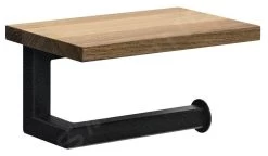 Sapho Ska - Toiletpapierhouder, Met Plankje, Zwart/eikenhout SKA421