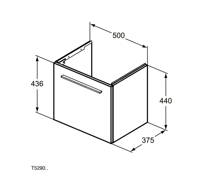 Ideal Standard I.Life S - Wastafelonderkast, 500x375x440 Mm, Mat Carbon Grijs T5290NV 4 Ideal Standard I.Life S - Wastafelonderkast, 500x375x440 Mm, Mat Carbon Grijs T5290NV - Afbeelding 2