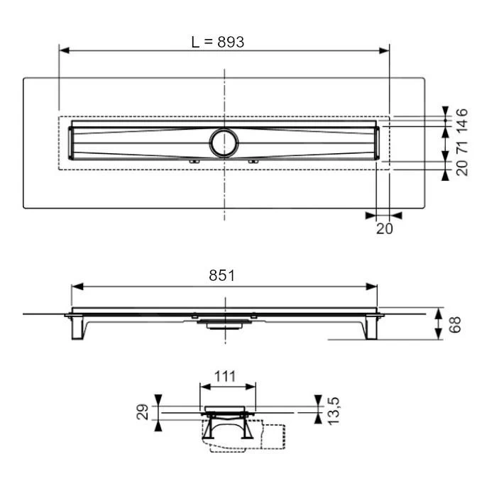 Tece TECEdrailine-Evo - Douchegoot Evo 900 Mm, Voor Wandmontage, Beschermingsdeksel, Rvs 600903 4 Tece TECEdrailine-Evo - Douchegoot Evo 900 Mm, Voor Wandmontage, Beschermingsdeksel, Rvs 600903 - Afbeelding 2