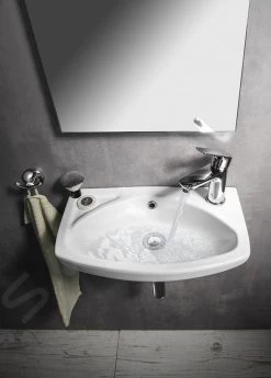 Aqualine Small - Fontein 450x280 Mm, Met Overloop, Kraangat, Wit 91451 -Badkamer Paradijs d81daddf445ca3dbab56c375