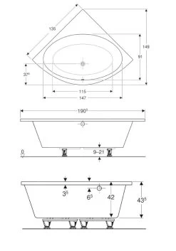 Geberit Selnova - Hoekbad 1350x1350x435 Mm, Wit 554.287.01.1 -Badkamer Paradijs e158536f11e370c5522f1f75
