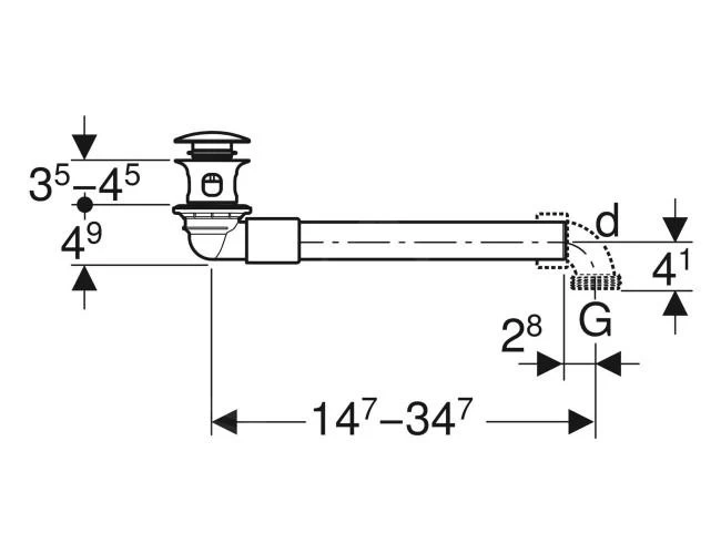 Geberit Toebehoren - Ruimte Besparende Wastafel Sifon Met Overloop, ClickClack, Chroom 152.071.21.1 4 Geberit Toebehoren - Ruimte Besparende Wastafel Sifon Met Overloop, ClickClack, Chroom 152.071.21.1 - Afbeelding 2