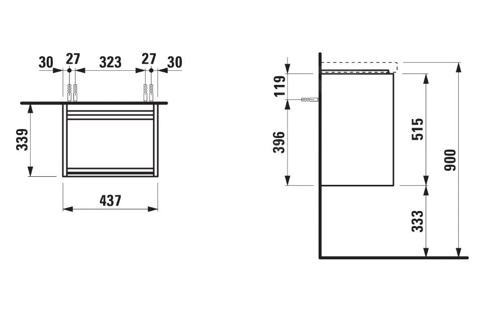 Laufen Lani - Wastafelonderkast, 44x34x52 Cm, 1 Deur, Scharnieren Links, Mat Wit H4035011122601 4 Laufen Lani - Wastafelonderkast, 44x34x52 Cm, 1 Deur, Scharnieren Links, Mat Wit H4035011122601 - Afbeelding 2