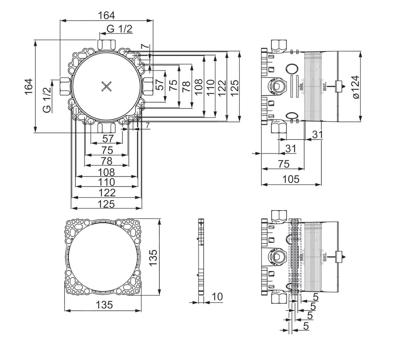 Hansa Bluebox - Doucheset Met Thermostaat, 3jets, Chroom 89950000 4 Hansa Bluebox - Doucheset Met Thermostaat, 3jets, Chroom 89950000 - Afbeelding 2