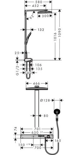 Hansgrohe Rainmaker Select - Showerpipe 460 Doucheset Met Thermostaat, 2jet, Wit/chroom 27109400 -Badkamer Paradijs eb6b890240a0f67779b45196 1