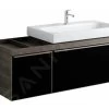 Geberit Citterio - Wastafelonderkast 900 Mm, Met Bijzetplank, Glanzend Zwart/eik Grijsbruin 500.568.JJ.1
