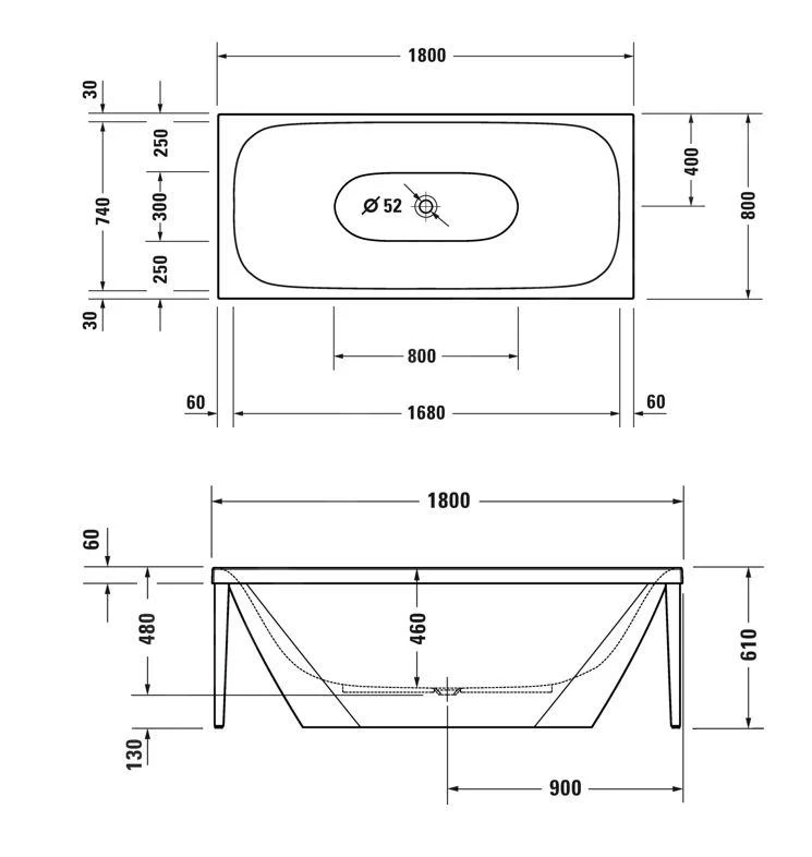 Duravit Xviu - Vrijstaand Bad, 1800x800 Mm, Met Metalen Onderstel, Wit/champagne 700443000B10000 4 Duravit Xviu - Vrijstaand Bad, 1800x800 Mm, Met Metalen Onderstel, Wit/champagne 700443000B10000 - Afbeelding 2