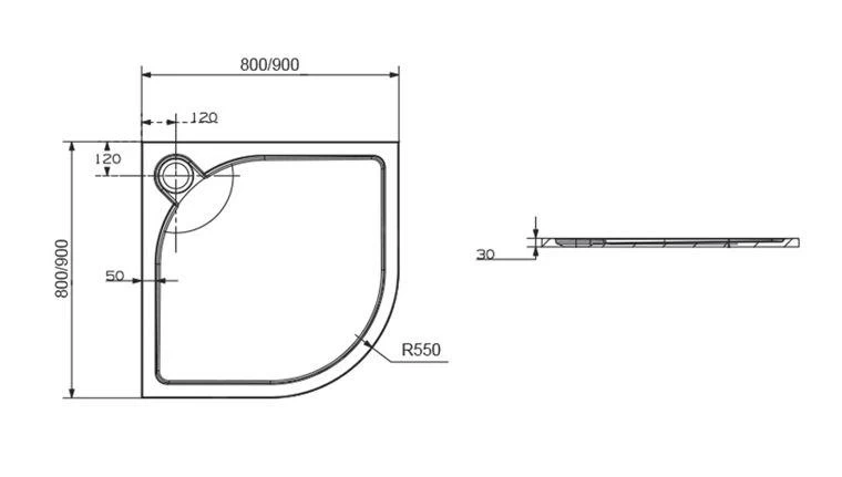 Mereo Douchebakken - Douchebak 900x900 Mm, Gelcoat, Wit CV05CS 4 Mereo Douchebakken - Douchebak 900x900 Mm, Gelcoat, Wit CV05CS - Afbeelding 2