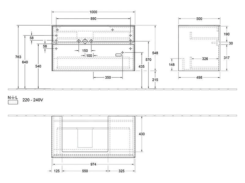 Villeroy & Boch Collaro - Wastafelkast, 1000x548x500 Mm, 2 Laden, Mat Zwart C01700PD 4 Villeroy & Boch Collaro - Wastafelkast, 1000x548x500 Mm, 2 Laden, Mat Zwart C01700PD - Afbeelding 2