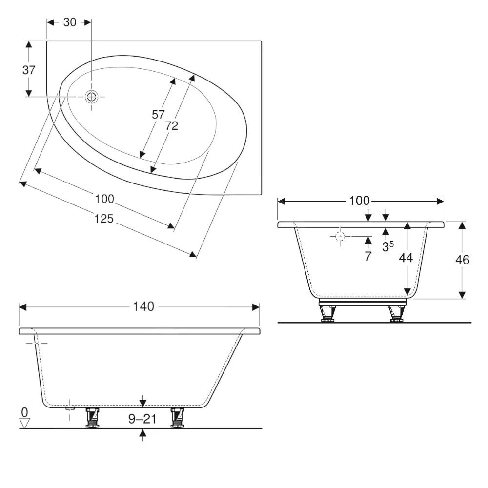 Geberit Selnova - Hoekbad 1400x1000x460 Mm, Rechts, Wit 554.271.01.1 4 Geberit Selnova - Hoekbad 1400x1000x460 Mm, Rechts, Wit 554.271.01.1 - Afbeelding 2